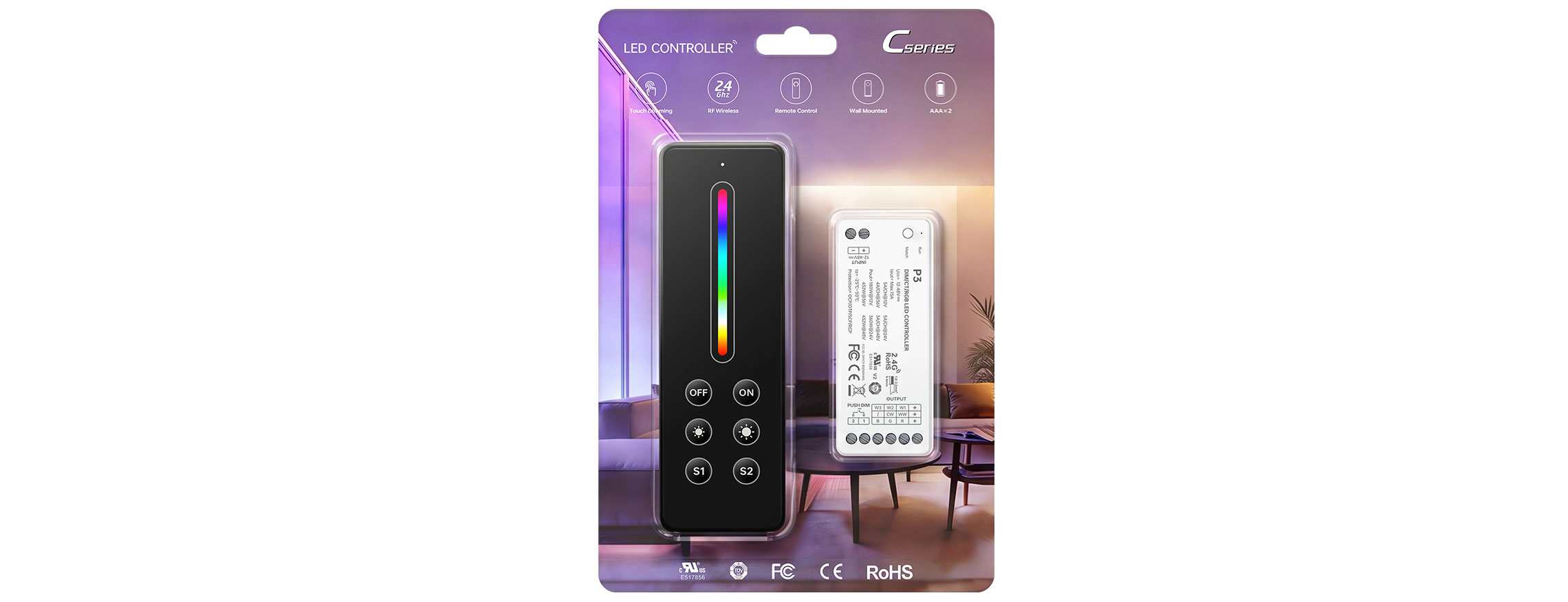 C Series RGB LED Color Controller Kit C3+P3(Single-zone)