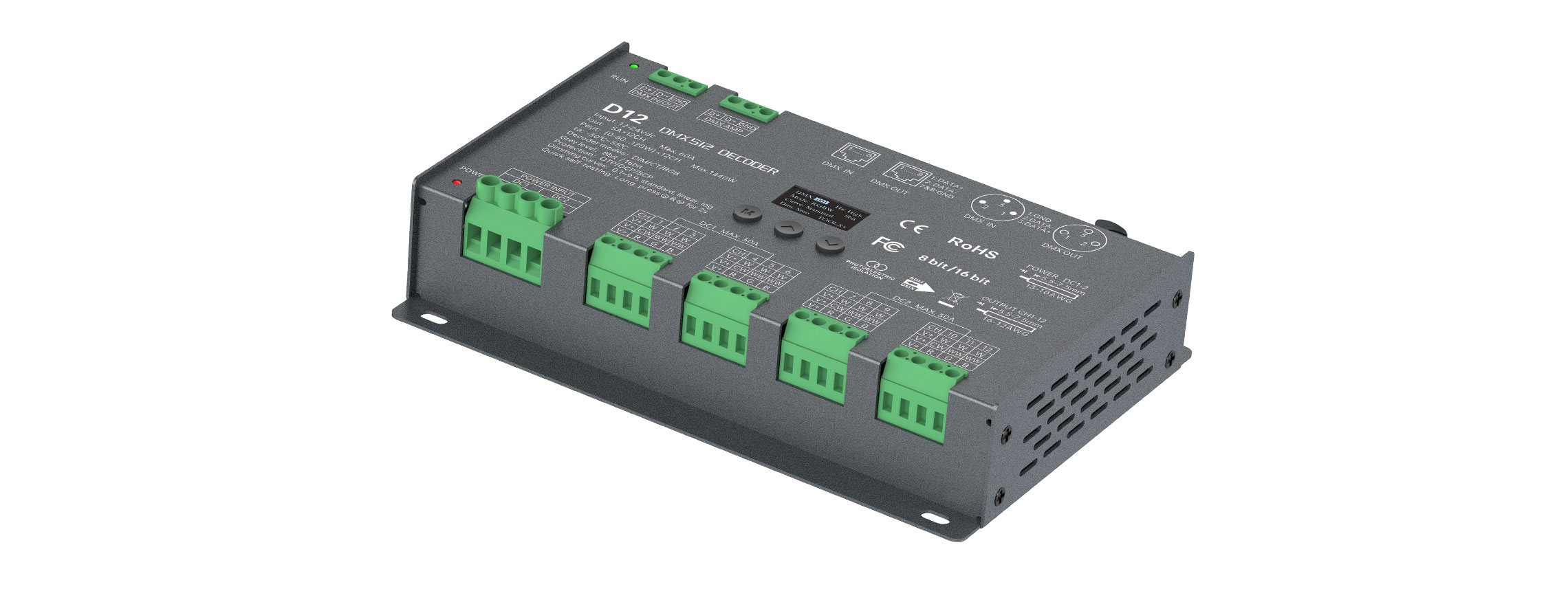 12-24VDC 12CHx5A CV DMX512/RDM Decoder D12