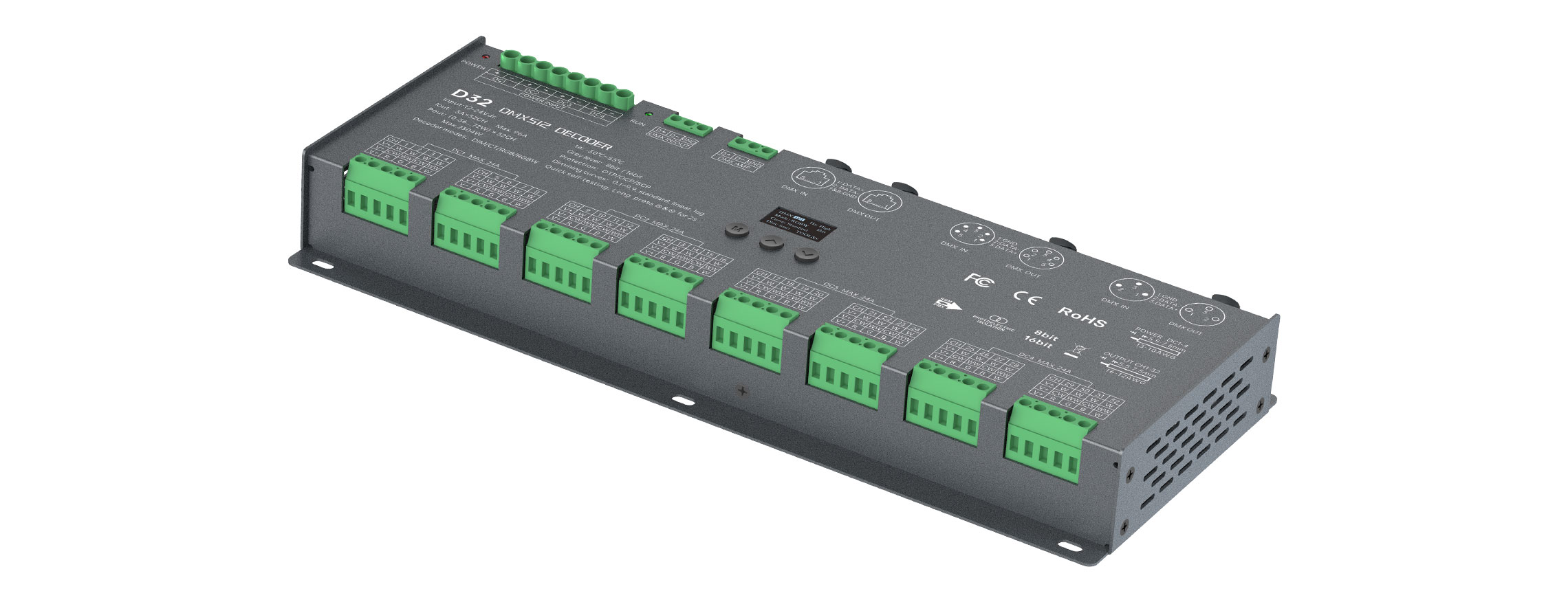 12-24VDC 32CHx3A CV DMX512/RDM Decoder D32