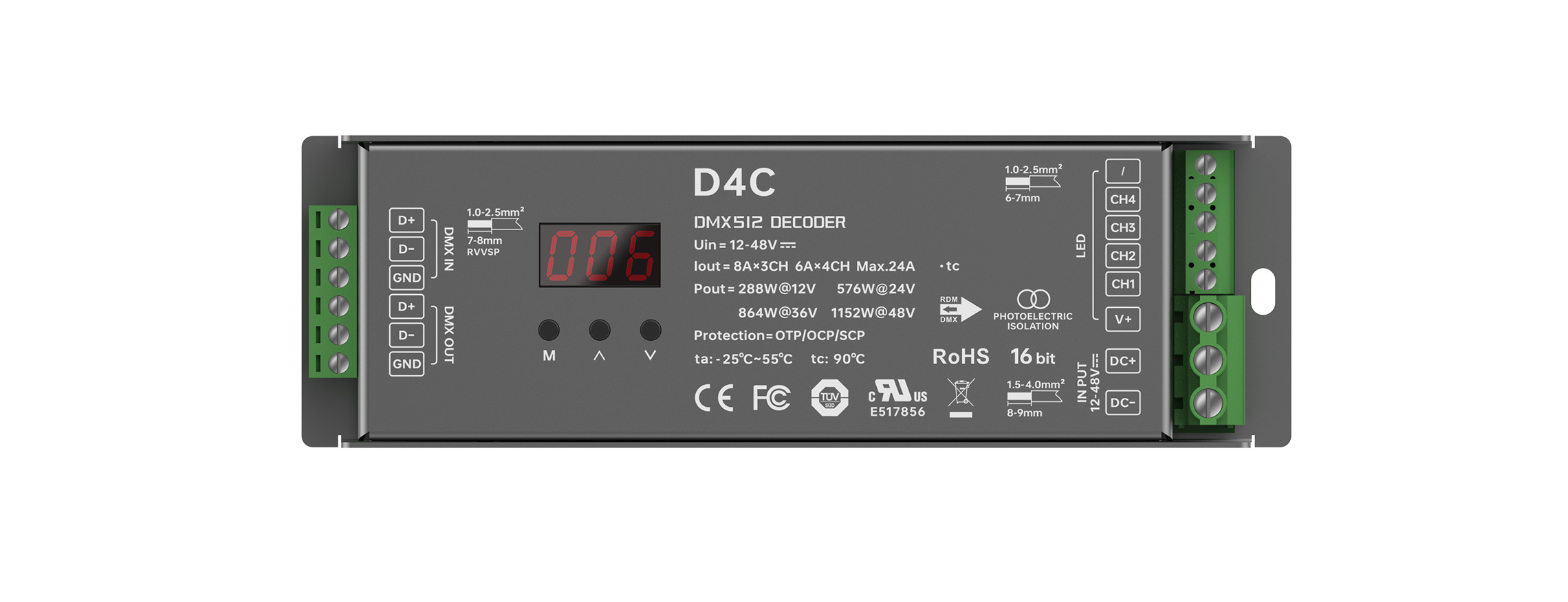 4CH CV DMX/RDM Decoder Max D4C