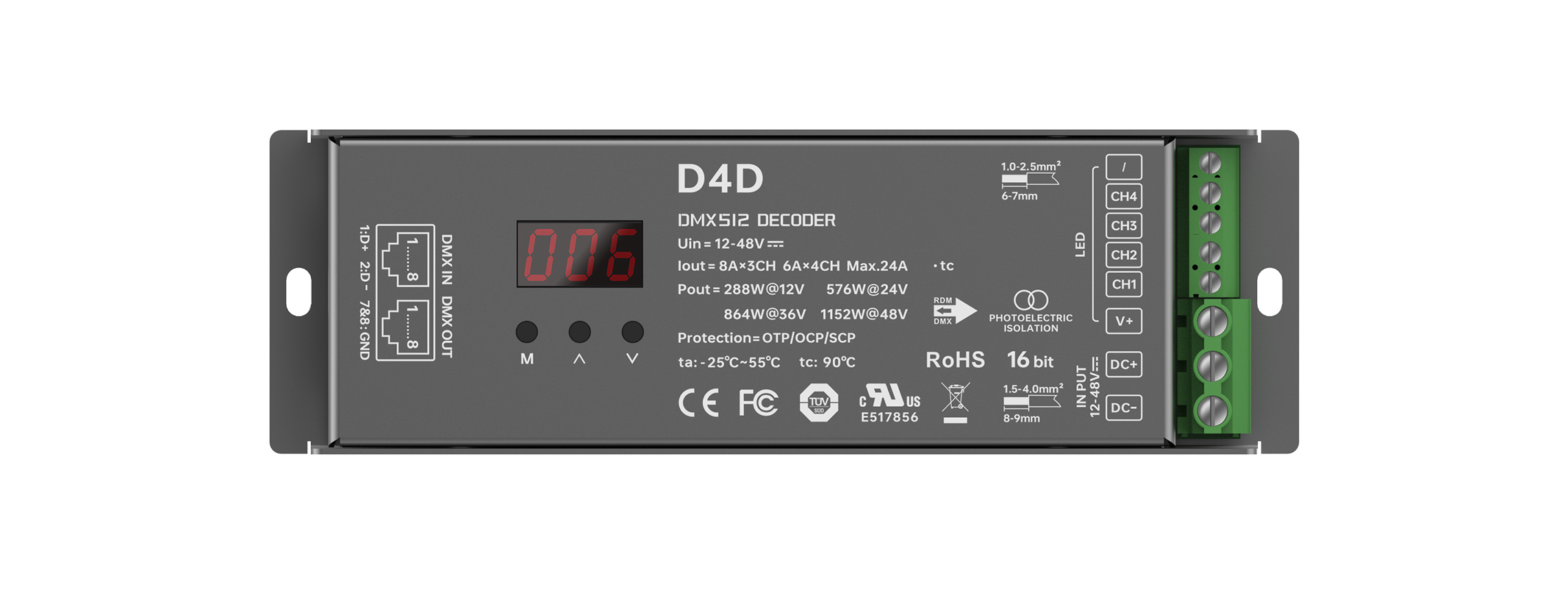 4CH CV DMX/RDM Decoder Max D4D(RJ45 DMX interfaces)