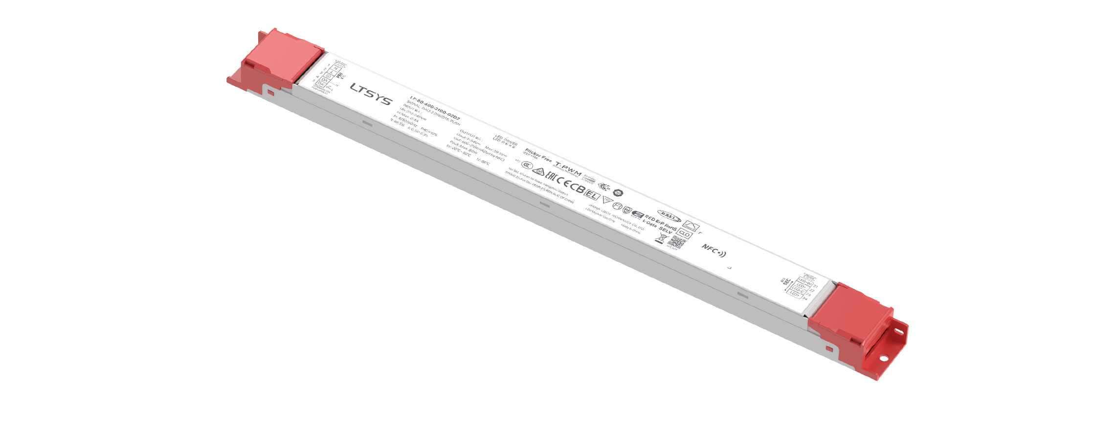 80W 600-2100mA NFC DALI-2 DT6/DT8 CC Linear tunable white Driver LF-80-600-2100-G2D2 (External)