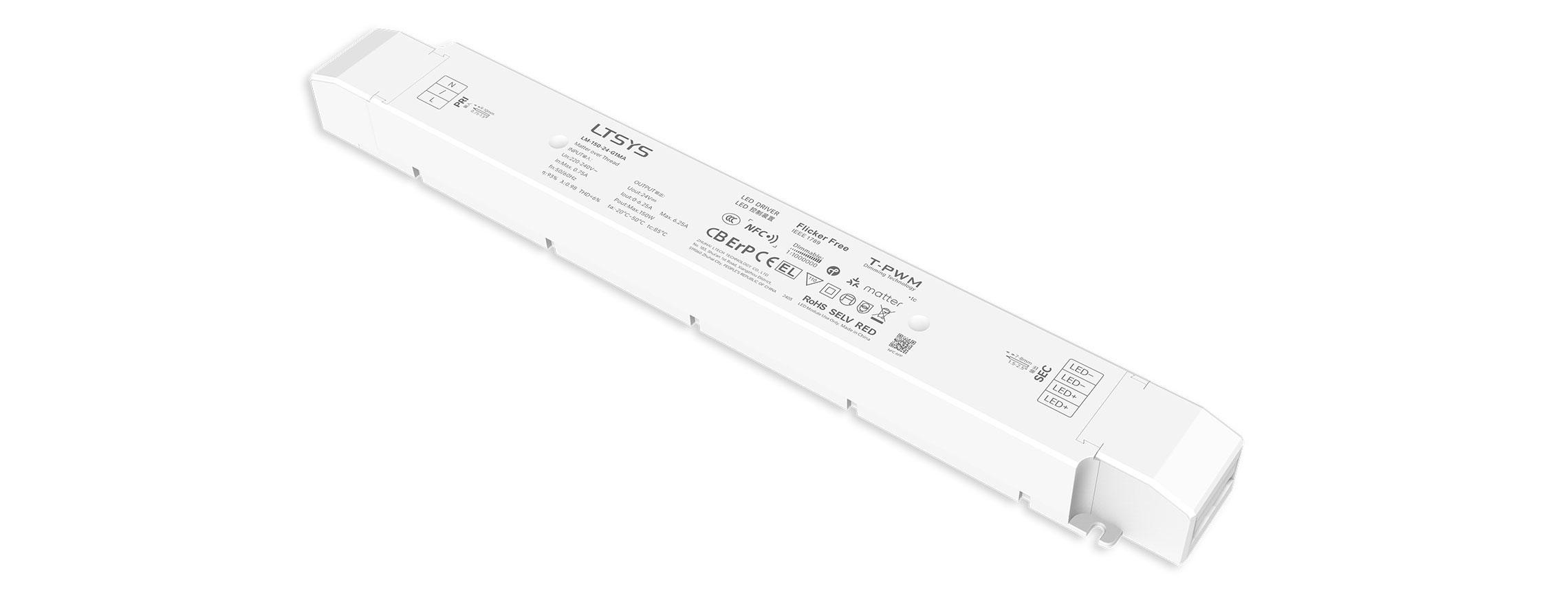 150W 24V NFC CV Matter LED Driver LM-150-24-G1MA