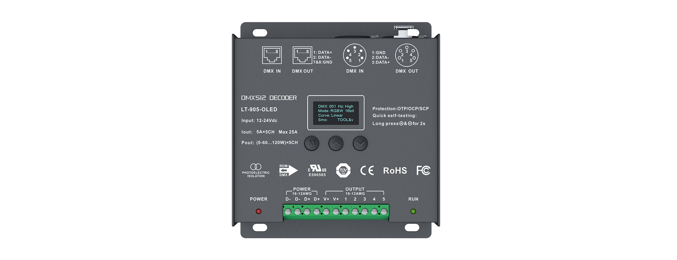 5CH CV DMX Decoder LT-905-OLED