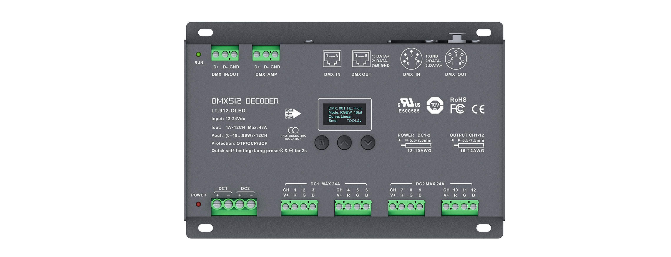 12CH CV DMX Decoder LT-912-OLED